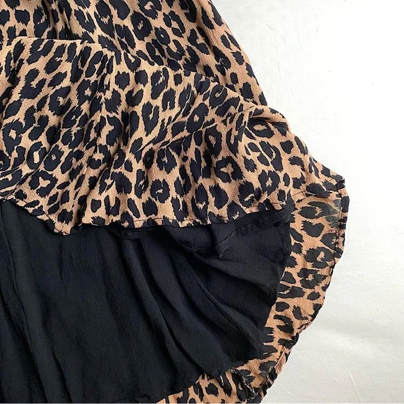 REFORMATION GRACIE LEOPARD PRINT MINI DRESS EDGY CHIC CLASSIC Brown Black - Picture 7 of 12